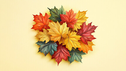 Autumn Leaves Arrangement   Yellow  Red  Green  Fall Foliage  Thanksgiving Decoration