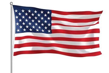 Fototapeta premium Watercolor waving flag of the United States on a white background