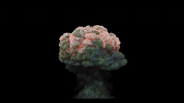 simulation of a nuclear explosion on a dark background