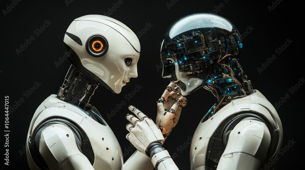 Poster human-like robots engaging in interaction