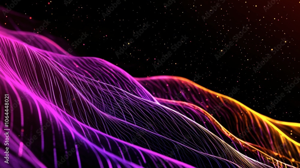 Poster colorful digital data flow background with particles