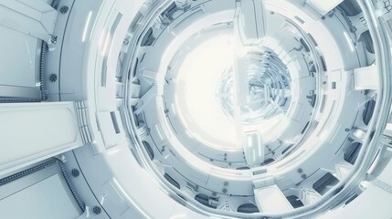 Fototapeta premium White Futuristic Tunnel 3D Rendering Background - a stunning and immersive visual. The white futuristic tunnel with 3D rendering creates an enchanting and captivating scene.