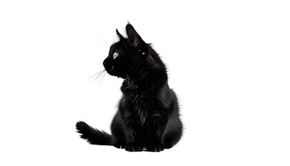 Obraz premium Black cat on a white backgroun 