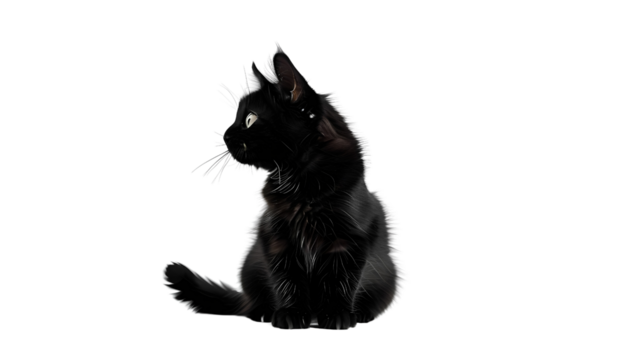 Black cat on a white backgroun  - Powered by Adobe