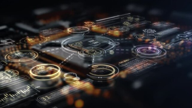 AI and automation themed motion graphics overlaying a CPU backdrop