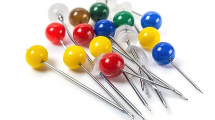 A pushpin stationery on a white background presents a neat and useful item. A simple yet practical object that can be used for various purposes.