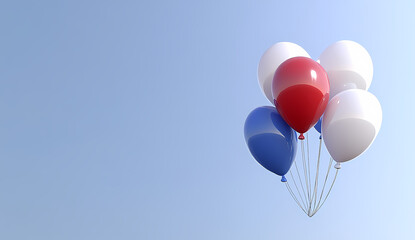 Obraz premium Colorful red, white, and blue balloons against a clear sky