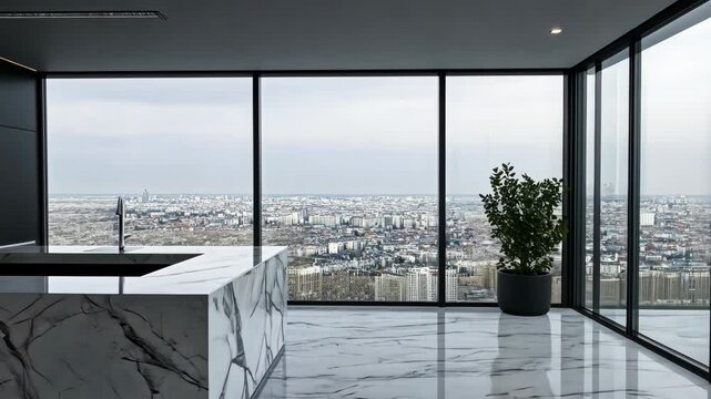 Modern Kitchen with City View