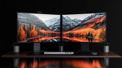 Elegant Dual Monitor Desk Setup for Professionals