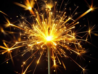 Naklejka premium Bright Sparkler on Black Background for New Year and Christmas Celebrations