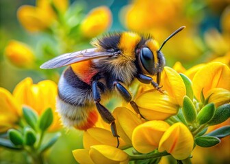 Bumblebee on Yellow Blossom - Double Exposure Photography for Nature Lovers
