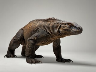 Obraz premium portrait of a iguana,island land iguana,tyrannosaurus rex skeleton,iguana on a rock