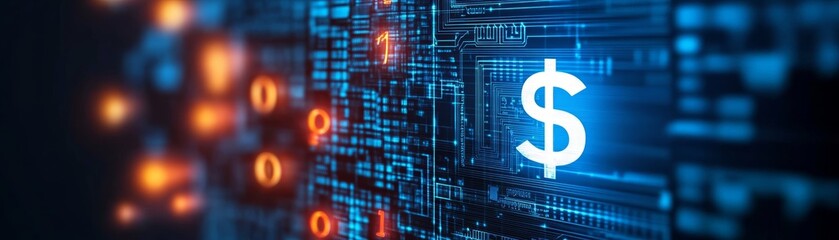 Shining bitcoin logo on computer screen, exploring the future of digital cryptocurrency and decentralized finance