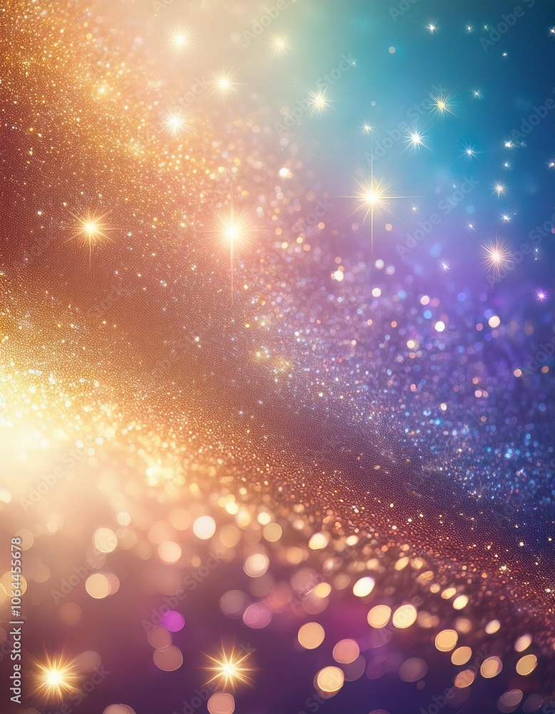 Poster colorful gradient background with glitter and sparkles, creating a festive and magical atmosphere