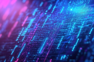 Digital data stream in blue with vibrant pink highlights