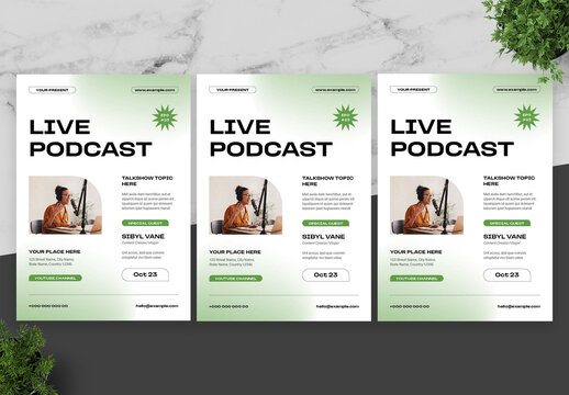 Green And White Podcast Flyer