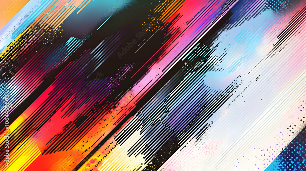 Poster abstract background with diagonal lines and colorful streaks.