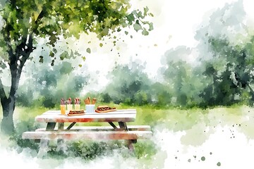 Obraz premium American flags with picnic trash