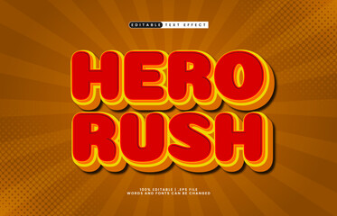 hero rush editable text effect with a kids and play text style