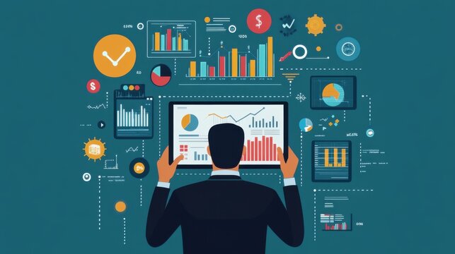 Image of a hand holding a tablet, mobile phone with graphics about a graph that represents business, finance, the increase or decrease of goods or services.