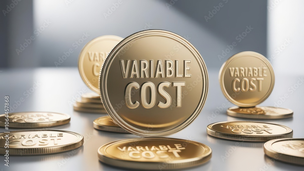 Poster analyze variable cost dynamics with illustrated coin representation for enhanced financial understan