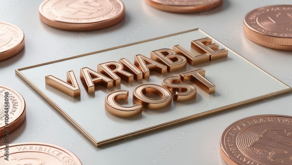 Aufkleber analyze variable cost with illustrated coin graphics to enhance financial understanding