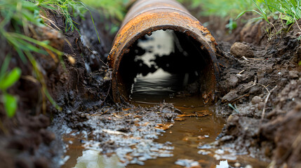 clogged sewer pipe