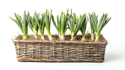 Fresh Green Onions in Basket Arrangement