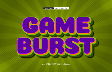 game burst editable text effect with a kids and play text style