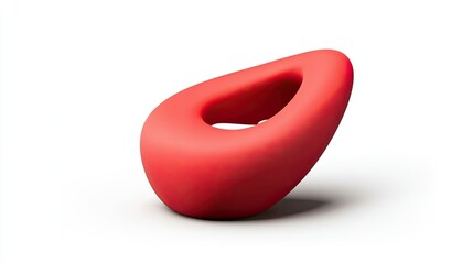 Abstract Red Sculpture on White Background