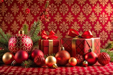 Christmas Red Pattern Product Photography for Holiday Decor and Gifts