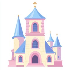 Fototapeta premium Illustrated Fairy Tale Castle with Smooth Edges