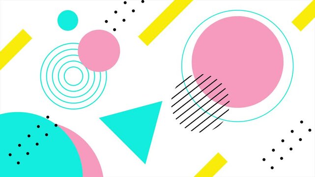 simple colorful geometric abstract background with dynamic shapes seamless 4k video background motion pop art design