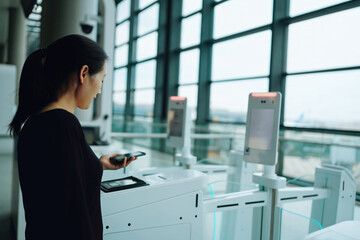 Modern Airline Check-In Experience with Self-Service Kiosks