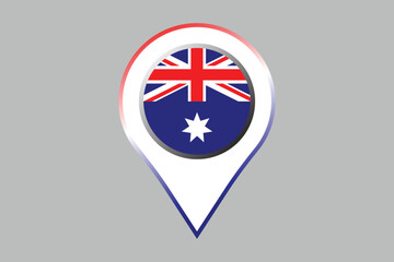 Australia flag with location sign, Flag of Australia national country symbol illustration Vector, Rectangle Australia flag illustration, Flat vector illustration
