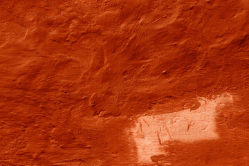 Grunge lush lava concrete background. Textured plaster wall. Creative backdrop for your design. Color of the year 2025 concept. Top view, layout for design. Surface with peeling shabby pattern.