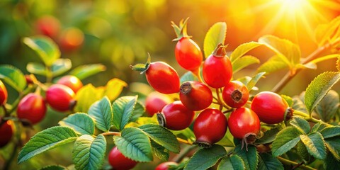 Obraz premium Discover the healing benefits of medicinal rose hips, rich in vitamin C, nutrients, and organic ingredients, supporting a healthy lifestyle and natural beauty through herbal remedies.