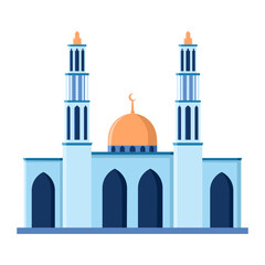 The building of the Islamic mosque isolated on a white background. Vector illustration