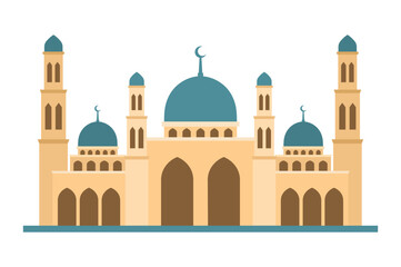 Aesthetic classic mosque isolated on white background. vector illustration. Modern design