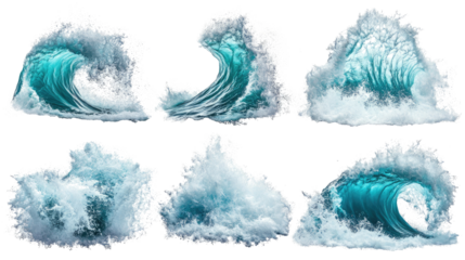 Massive Ocean Waves Crashing Powerfully Against the Shore at Sunset Generative AI