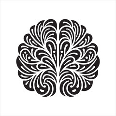  Human Brain Vector illustration in black and white