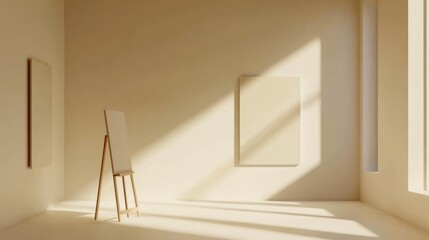 Serene Minimalist Art Studio with Warm Aesthetic and Natural Light