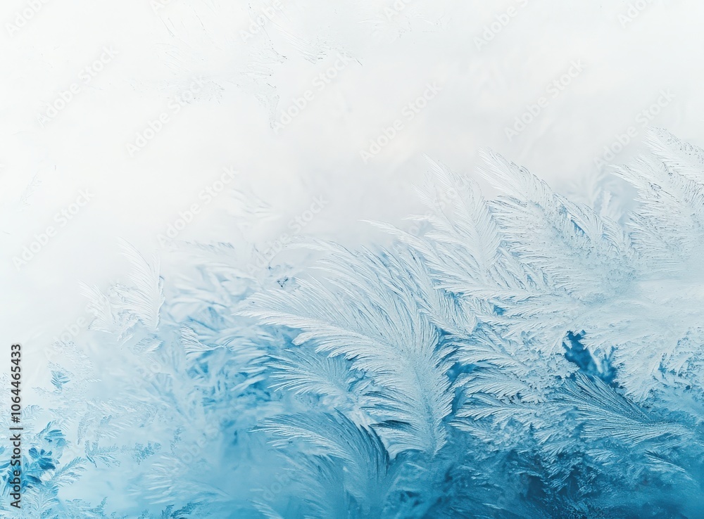Poster delicate frost patterns on a windowpane, creating an ethereal winter scene.