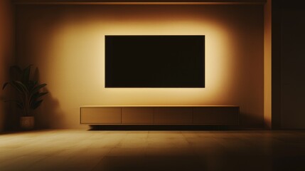 Cozy Minimalist Media Room with Warm Aesthetic and Ultra-Detailed Design