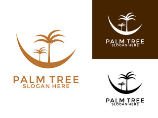 palm tree hipster vintage logo vector, Palm tree logo design template