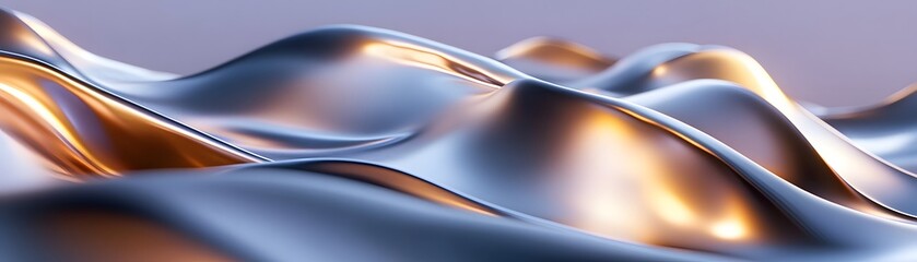 Naklejka premium Abstract Metallic Waves with Golden Highlights