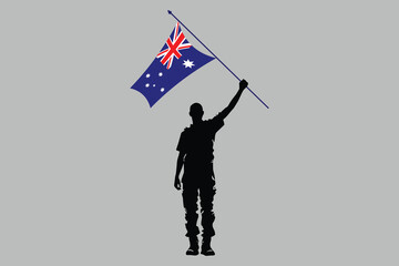 A Man holding an Australia flag, Australia flag vector graphic, Australia country flag is a symbol of freedom, National Australia flag, vector illustration
