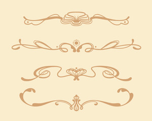 Hand drawn art nouveau borders ornament collection