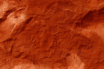 Grunge lush lava concrete background. Textured plaster wall. Creative backdrop for your design. Color of the year 2025 concept. Top view, layout for design. Surface with peeling shabby pattern.