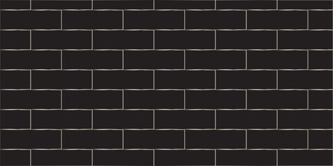 Abstract bathroom wall and floor brick wall texture background. black brick vector illustration texture of the wall with masonry Bricks laid in rows background.